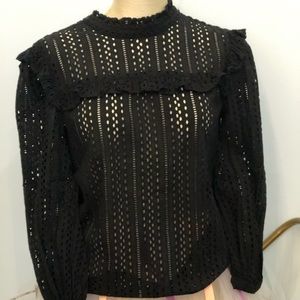 Madewell Women’s eyelet mockneck ruffle top